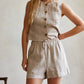 Crescent - Donnie Contrast Embroidery Linen Shorts