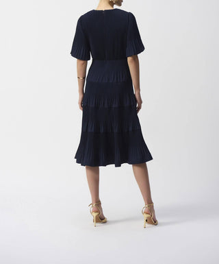 Joseph Ribkoff - Pleated Woven Fit And Flare Dress
