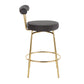 Rhonda Glam Counter Stool in Gold Metal and Black Velvet - Set of 2