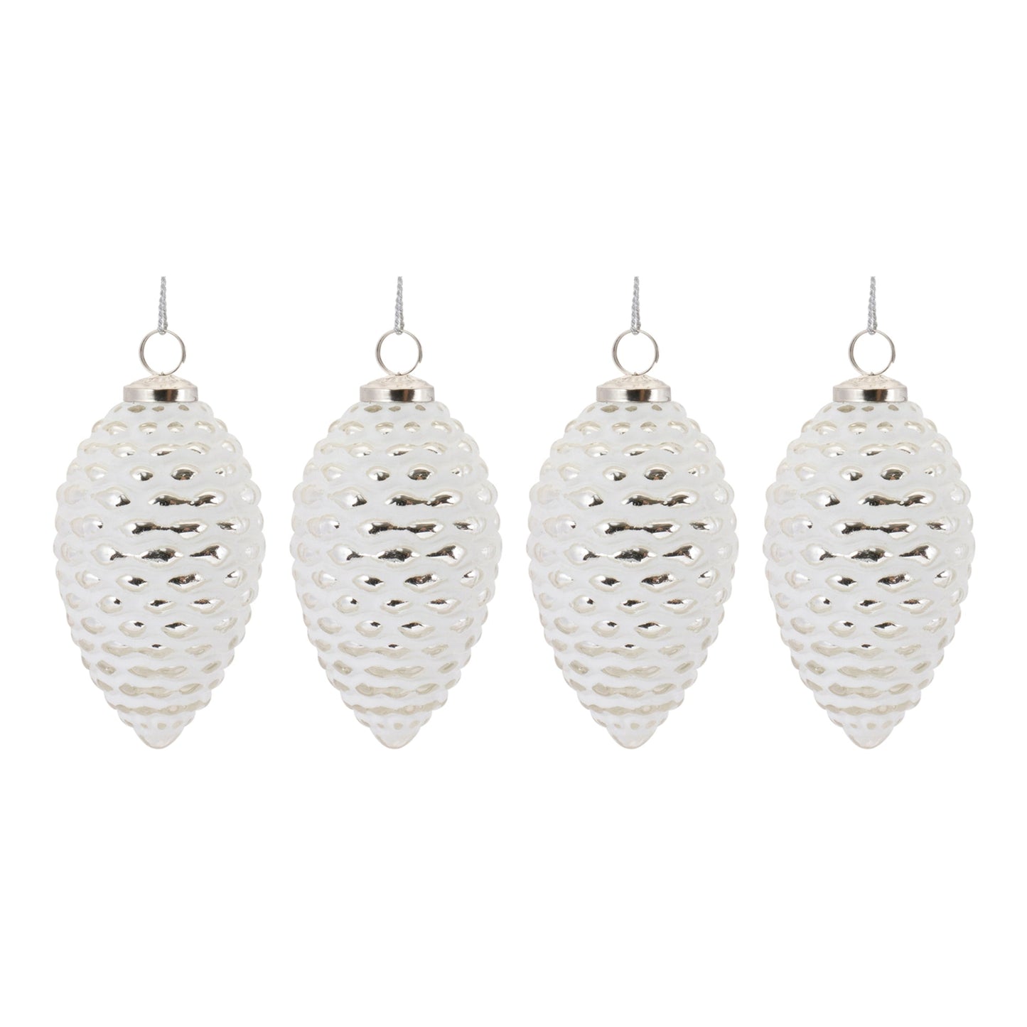 Frosted Glass Pinecone Ornament (Set of 4)