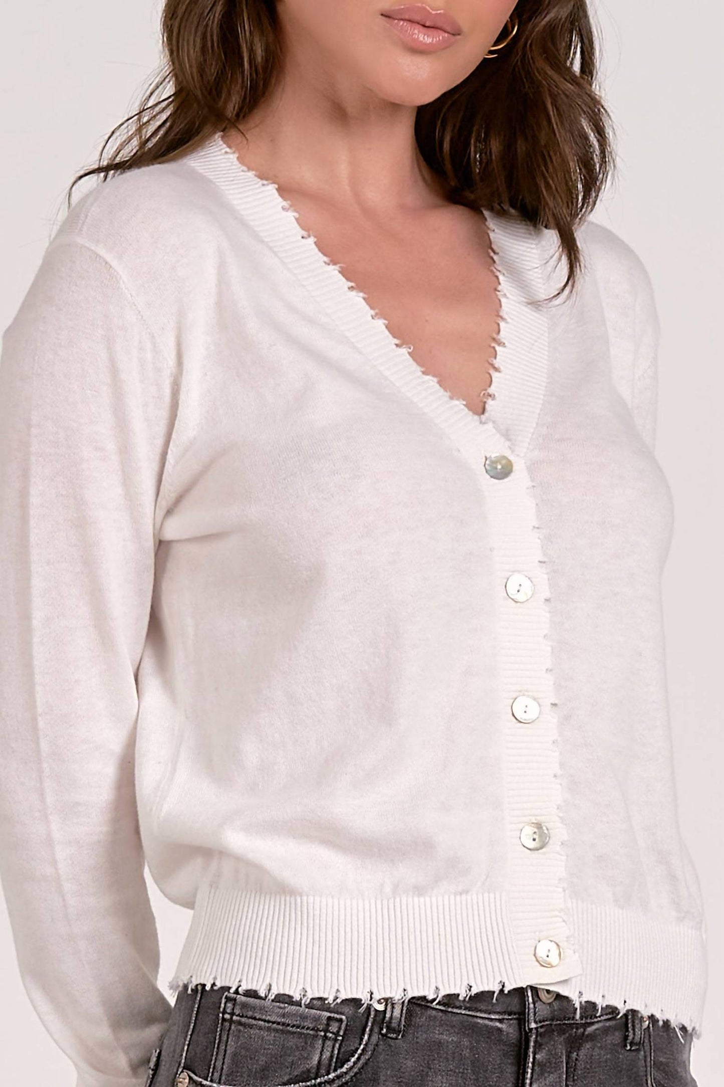 Elan - Cardigan com Borda Desgastada