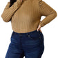 Basic Bae - Ribbed Mock Neck Top With Puff Sleeves