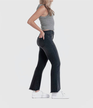 1822 Denim - Calça jeans bota cano curto com bainha desfiada e alta e baixa