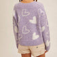 Hem & Thread - HEART V-NECK SWEATER TOP in Lavender