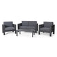 Acacia Wood Loveseat and Coffee Table Set with Cushions