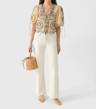 Sea - Blusa de manga curta bordada Melinda