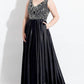 Rachel Allan - Beaded Stretch Satin Flowy Prom Gown