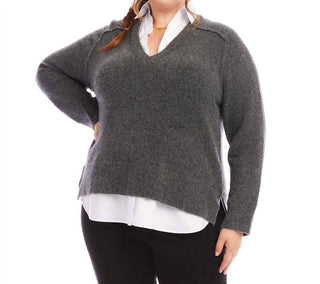 Karen Kane - Suéter Plus Size em Camadas