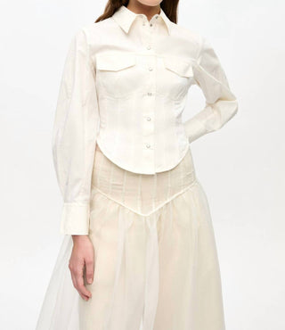 Ganni - Washed Stretch Cotton Corset Shirt