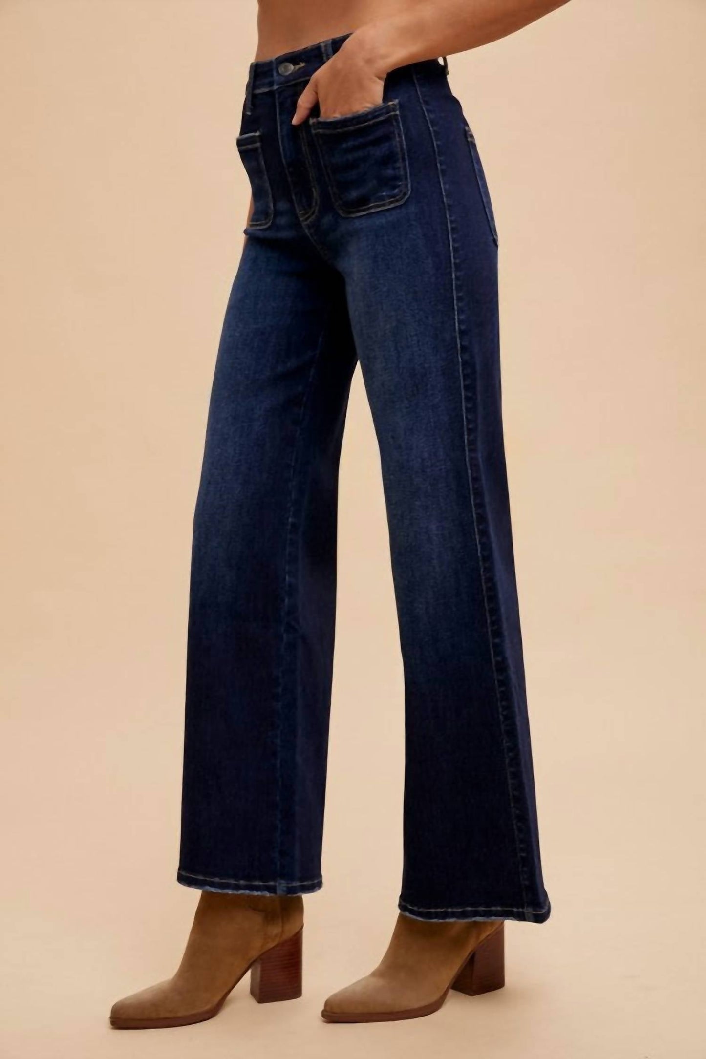 Anniewear - Stretch Front Two Pocket High Rise Flare Jeans