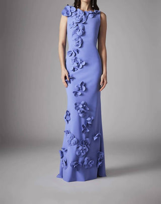 Frascara - 3d Petal Fit And Flare Gown