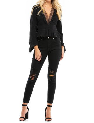 Blue Life - Blusa de manga comprida com decote em V Prince