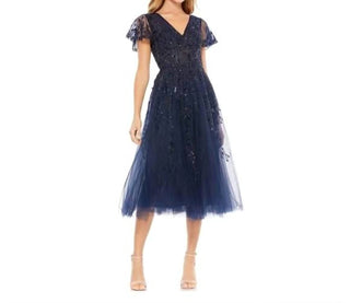 Mac Duggal - Vestido longo com mangas esvoaçantes e detalhes embelezados