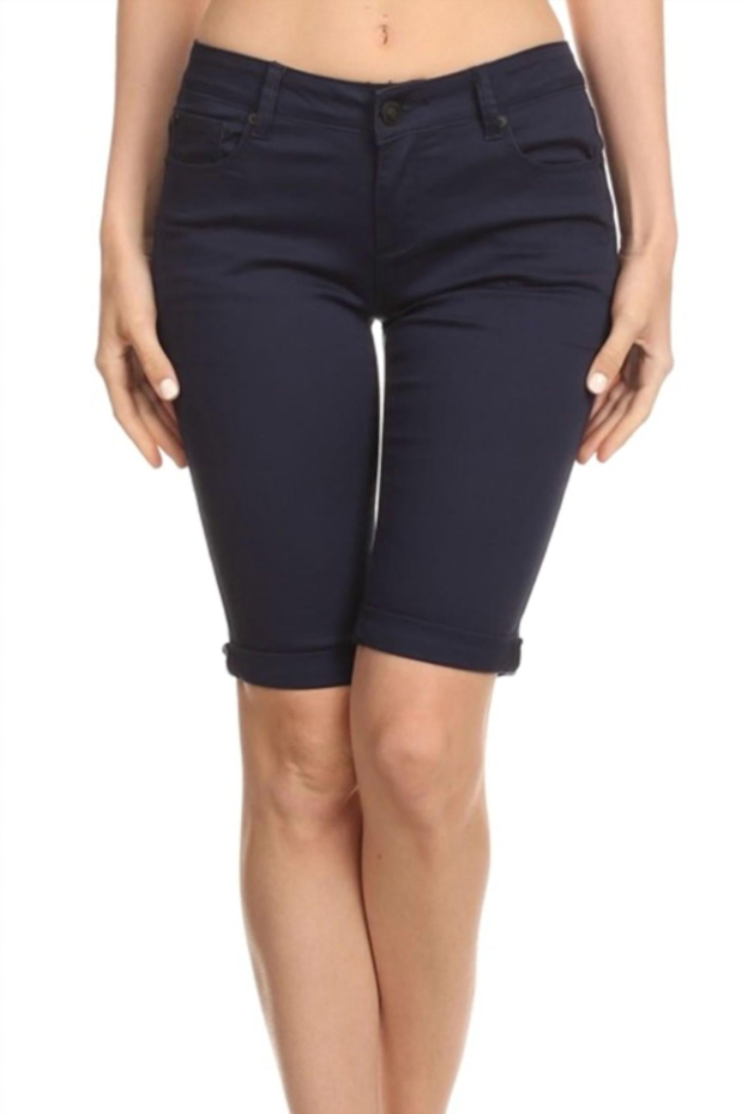 Enjean - Women's Classic Rolled Solid Bermuda Shorts