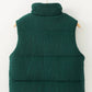 1 With Women - Corduroy Stand Neck Zipped Puffer Vest