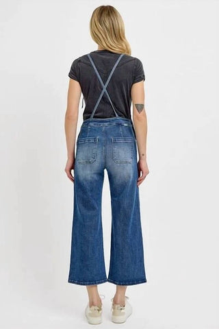 Risen - Macacão jeans com alças e nós