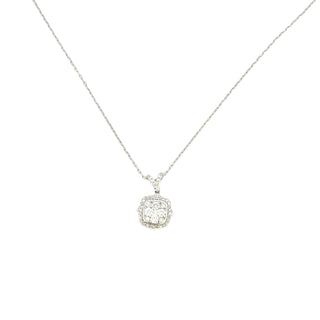 Aamiaa - Pingente de diamante natural Cushion Halo Cluster de 0,61 quilates