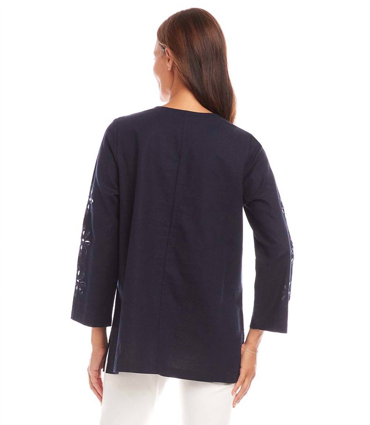 Karen Kane - Cutout Embroidered Flower Detail Tunic