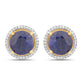 5.20 Carat Dyed Sapphire and White Diamond .925 Sterling Silver Earrings