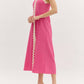 Entro - Slit hem oversized accented ricrac midi dress