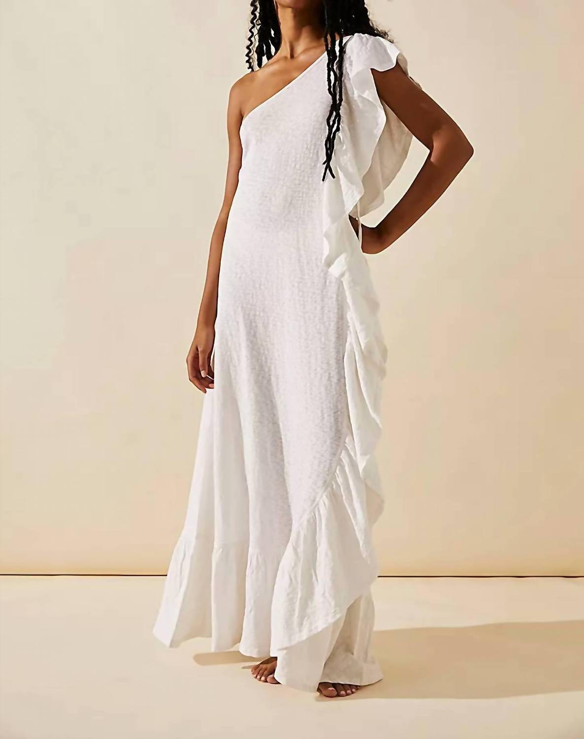 Free People - Elisa Cotton Ruffled One Shoulder Dress