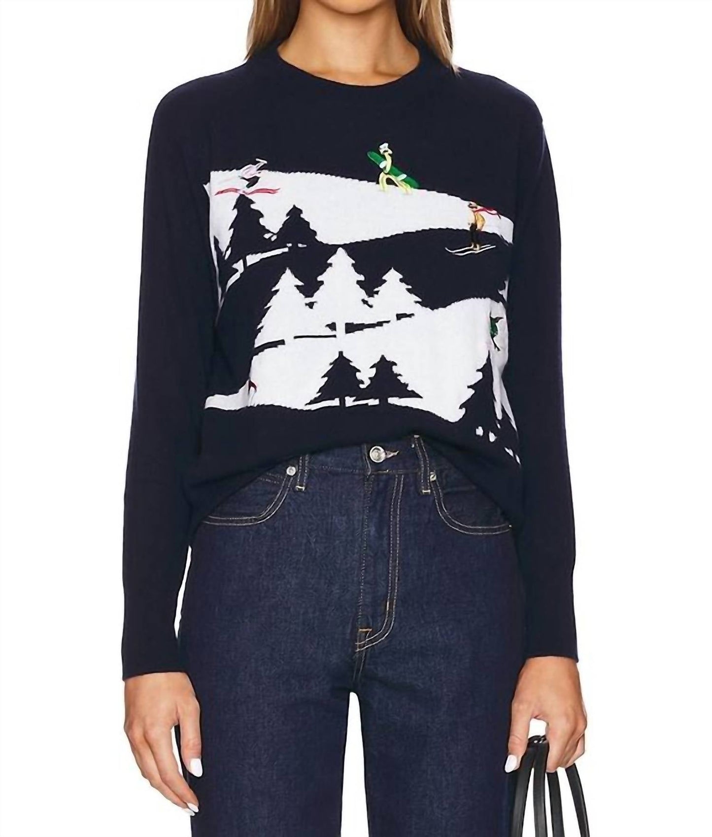 Autumn Cashmere - Snowscape With Skiers Sweater