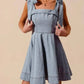 Trendsi - So Me A Line Fit And Flare Diamond Bow Ribbon Denim Dres
