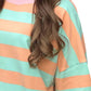 Peach Love - Stripe Terry Top With Lettuce Edges