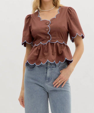 Entro - Short Sleeve ruffle hem Top