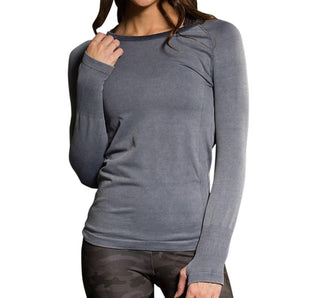 Onzie - Blusa de manga comprida sem costura Stonewash