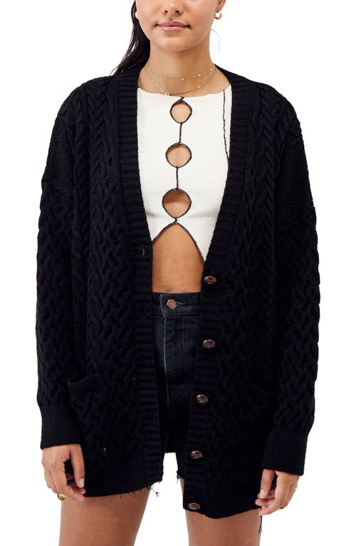 BDG Urban Outfitters Aran Mix Stitch Cardigan in Black , Size Large
