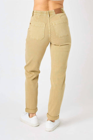 Judy Blue - Calça de moletom com cintura alta e punhos tingidos