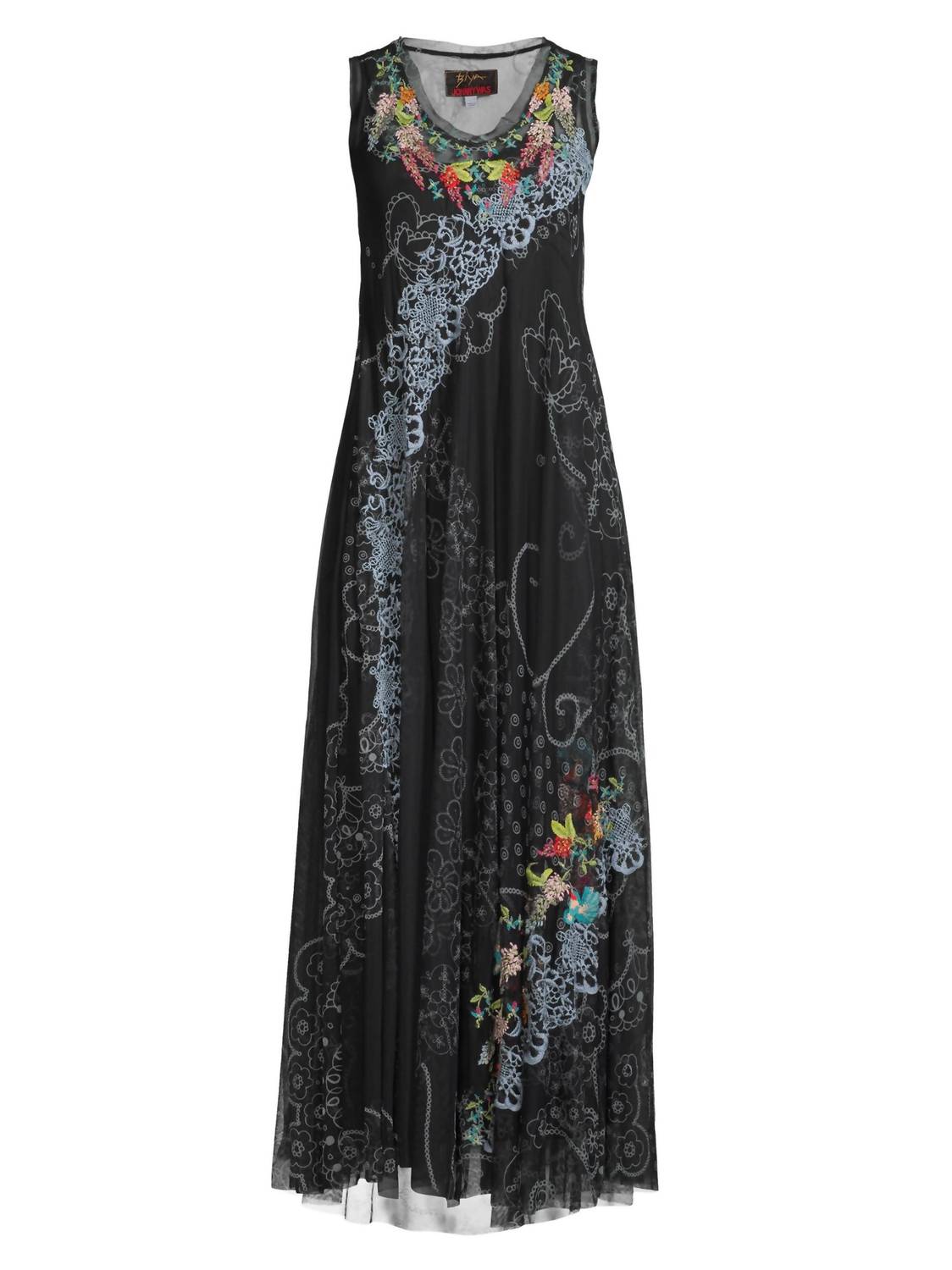 Johnny Was - Swing Lace Embroidered Mesh Maxi Dress