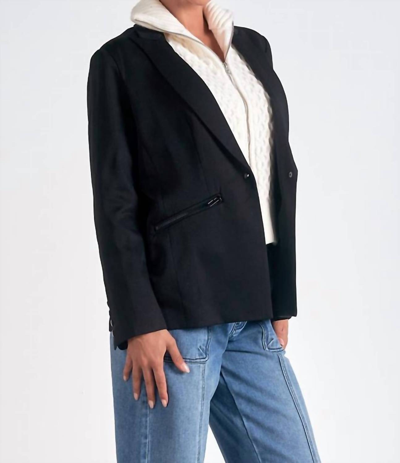 Elan - Long Sleeve Sweater Blazer