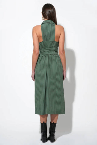 Adelyn Rae - Rosa Flutter Halter Collared Midi Dress