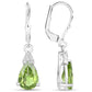 2.80 Carat Genuine Peridot and White Zircon .925 Sterling Silver Earrings