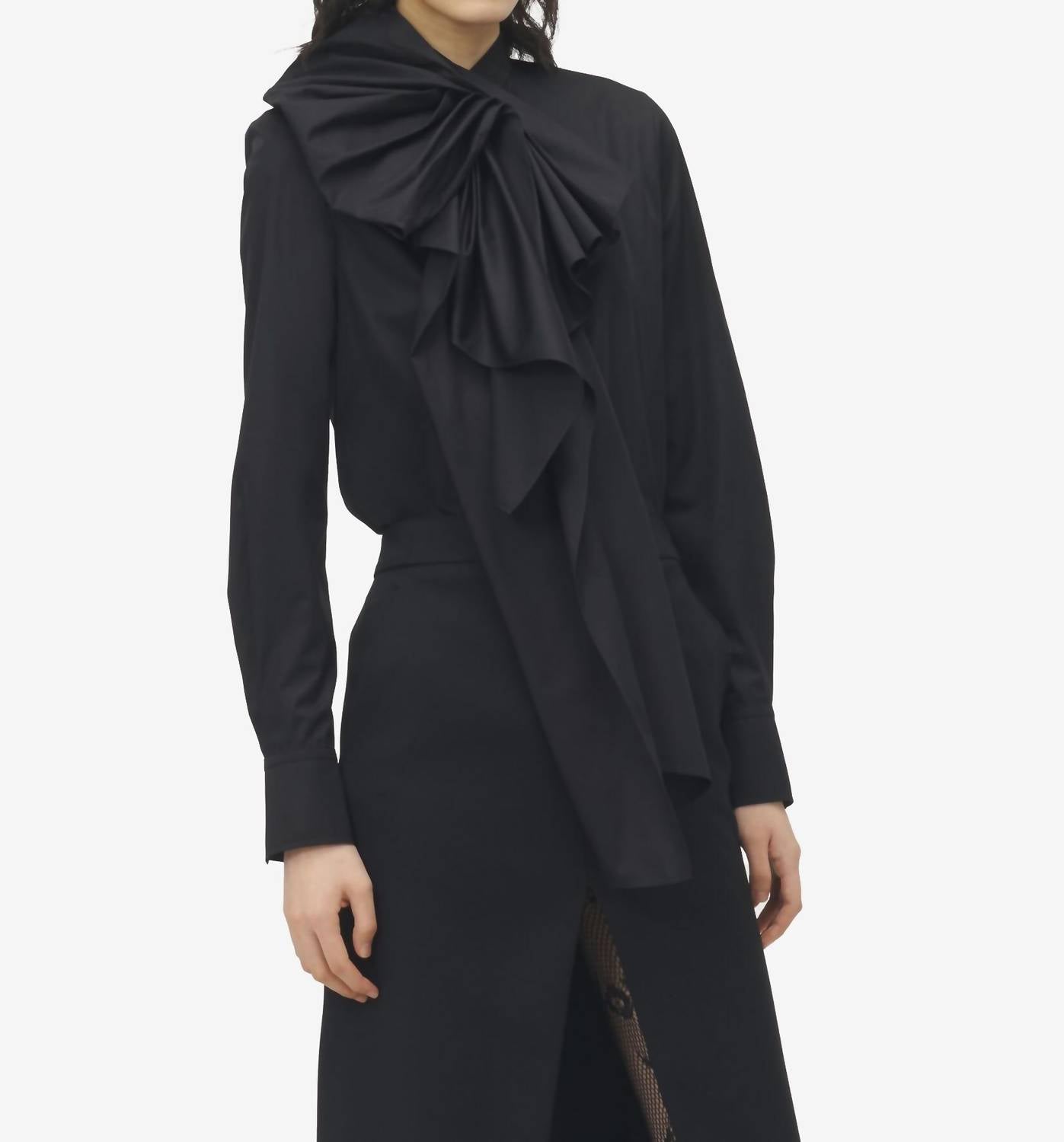 Alexander Mcqueen - Ruffled Cotton Bow Shirt