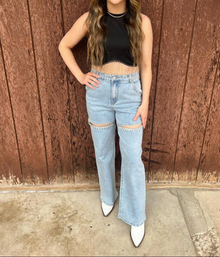 Blue B - Jeans Taylor com Strass