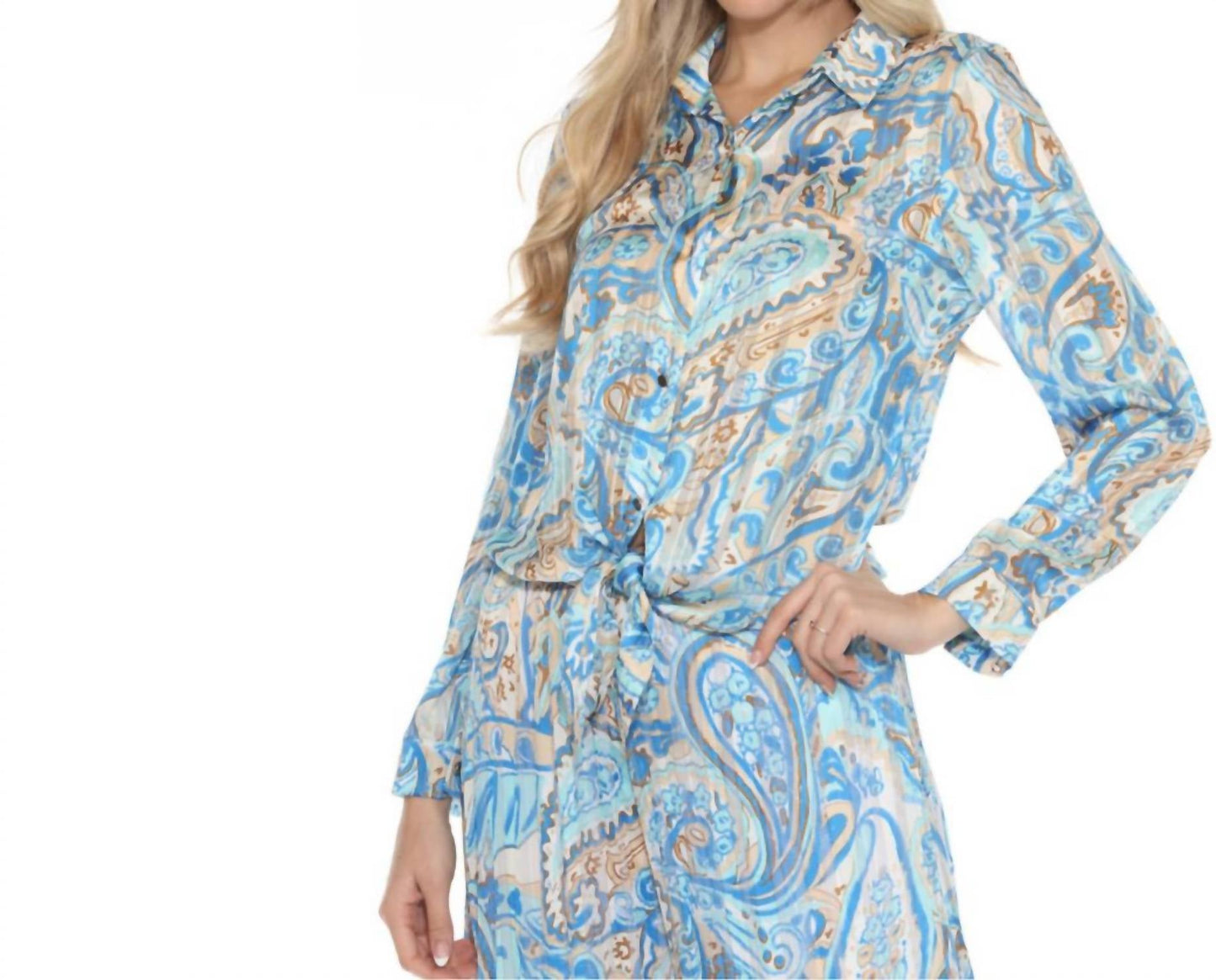 Azi - paisley print tie front