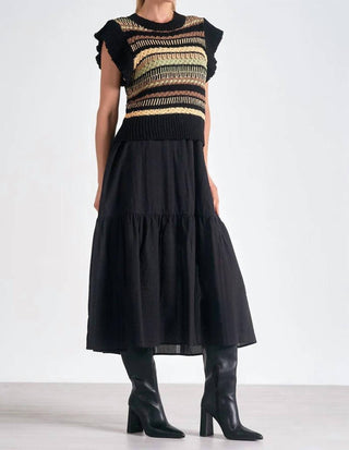 Elan - Vestido Midi com Gola Redonda