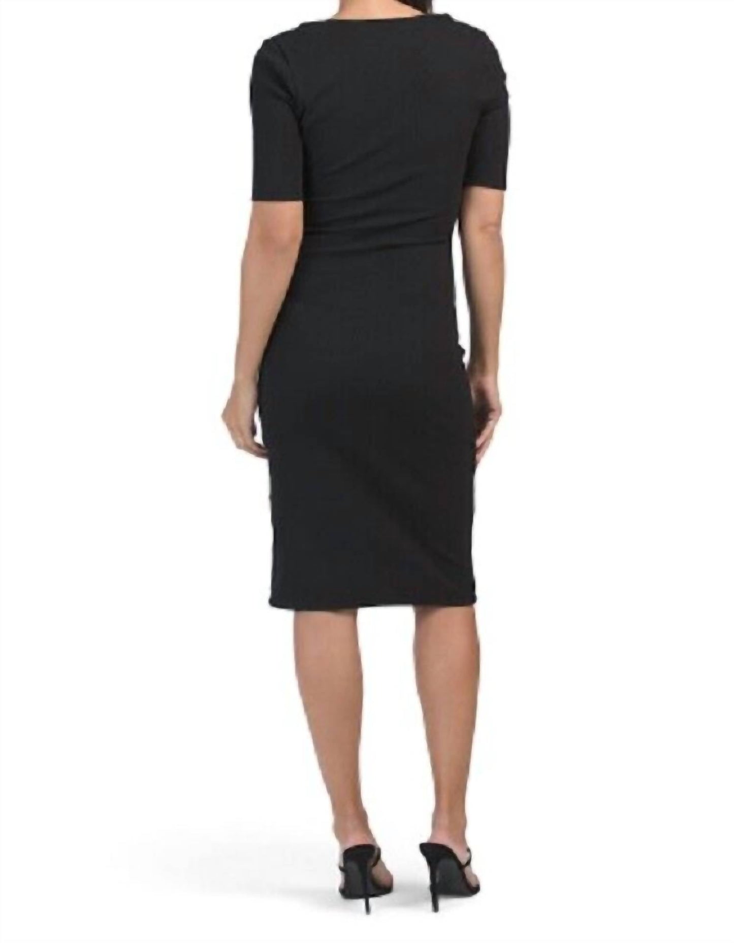 7 For All Mankind - Bodycon Ribbed Cutout Short Sleeve Button Down Dress