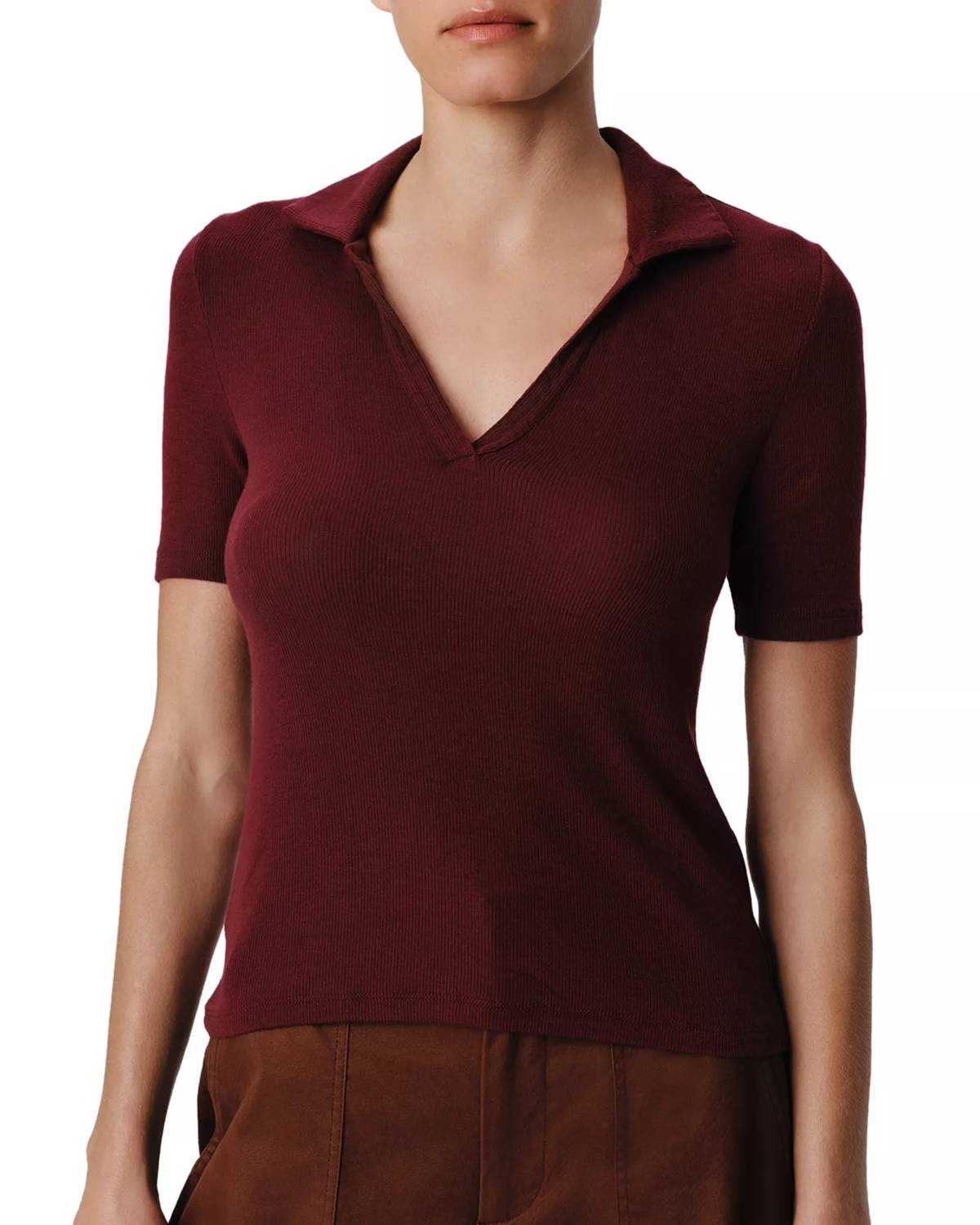 Atm - Modal Rib Split Neck Top