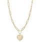 Eklexic - Women's Large Multi Link Chain & Heart Pendant Necklace