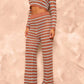Prettylittlething - Stripe Crochet Knit Wide Leg Trousers