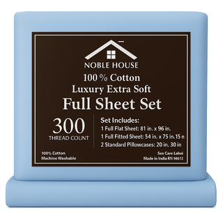 4-Piece 100% Cotton Solid Sheet Set – 300 Thread Count, Luxury Extra Soft