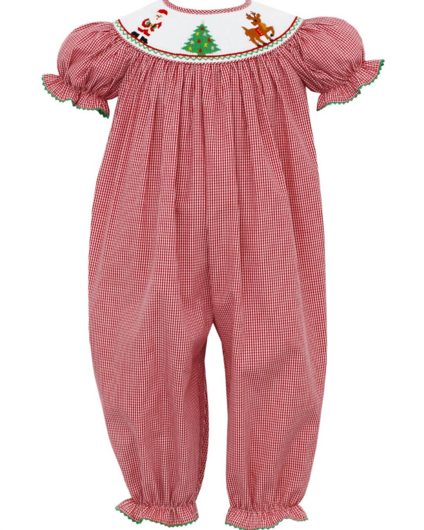 Anavini - Kids Smocked Santa Claus Romper