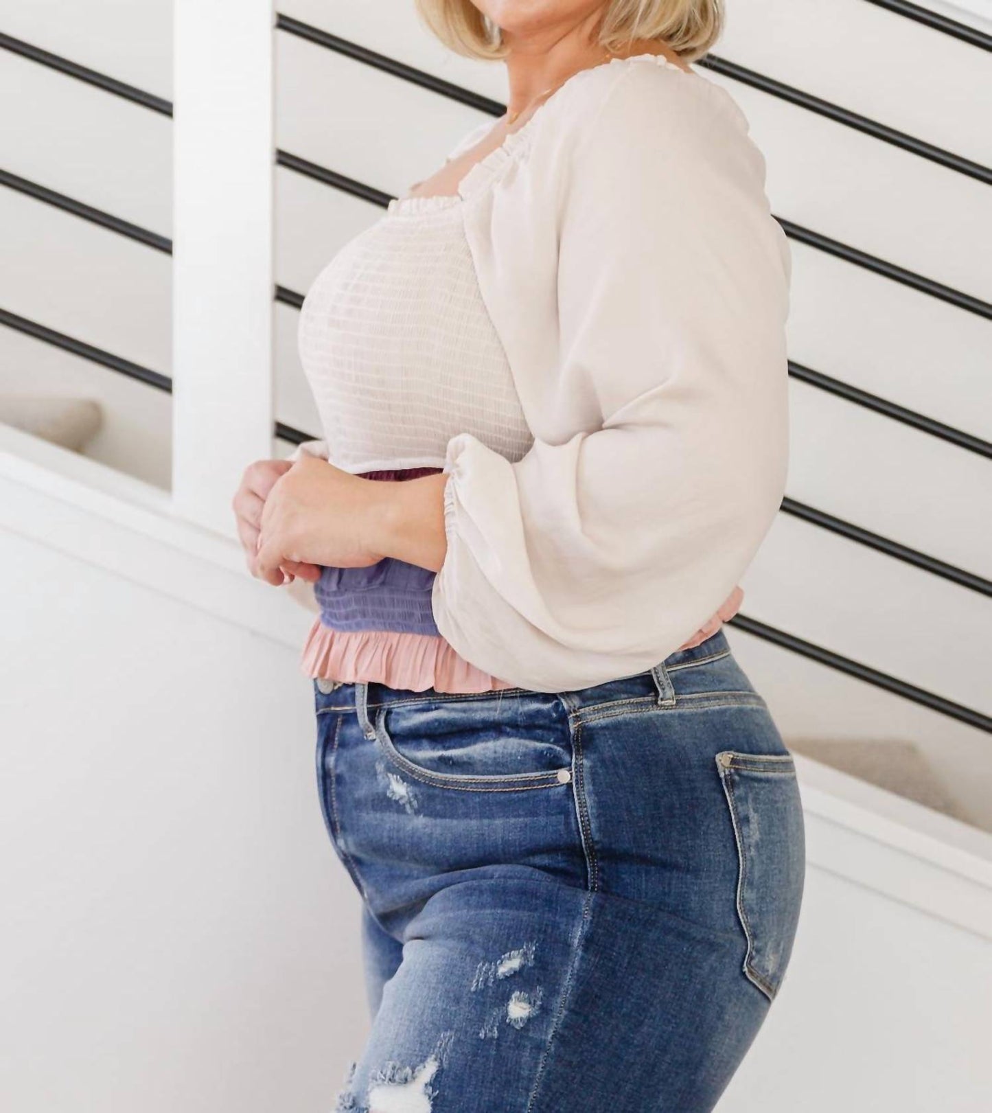 143 Story - Shirley Smocked Ruffle Blouse