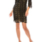 Aidan Mattox - Three-quarter Sleeve Sequined Short Lace Dress