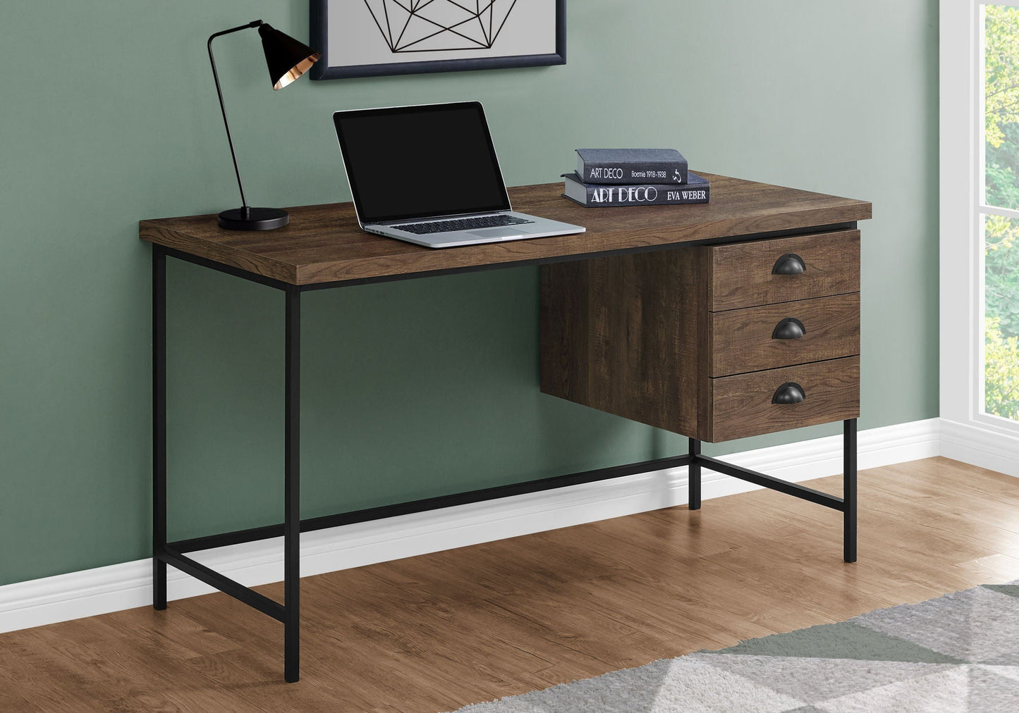 Computer Desk For Home Office, Laptop, 3 Storage Drawers, Contemporary & Modern