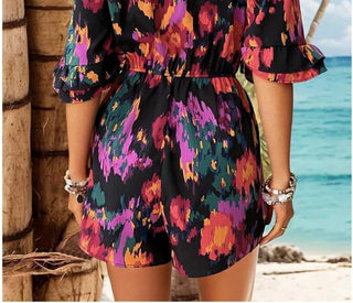 Ninexis - Off-shoulder Printed Romper